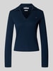 Tommy Hilfiger Slim Fit Langarmshirt aus reiner Baumwolle mit Polokragen Marine