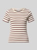 PIECES slim fit T-shirt van katoenmix model 'MAY' Lichtbruin