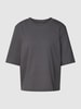 Jake*s Casual T-Shirt mit geripptem Rundhalsausschnitt Anthrazit
