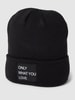 Only Beanie met statementpatch, model 'MADISON' Zwart
