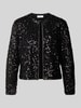 comma Blazer met pailletten en ronde hals, model 'EXPLORE' Zwart