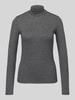 Weekend Max Mara Slim Fit Langarmshirt aus Viskose-Mix Modell 'MULTIF' Anthrazit