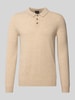 Christian Berg Men Slim Fit Strickpullover aus reinem Kaschmir mit Polokragen Camel Melange