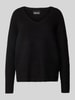 Pieces Regular Fit Strickpullover mit V-Ausschnitt Modell 'ELLEN' Black