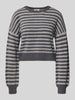 Only Relaxed fit gebreide pullover met all-over motief, model 'PIUMO' Lichtgrijs