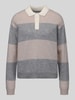 Jake*s Casual Pullover mit Polokragen Taupe Melange