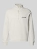 Jack & Jones Sweatshirt mit Troyer-Kragen und Label-Stitching Offwhite Melange