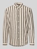 MCNEAL Tailored Fit Leinenhemd mit Kentkragen Schoko