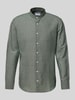 Jake*s Slim Fit Freizeithemd aus Leinen-Baumwoll-Mix Dunkelgruen