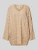 Only Loose Fit Strickpullover mit Zopfmuster Modell 'JEANETT' Sand