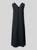 Christian Berg Woman Leinenkleid mit V-Ausschnitt Black