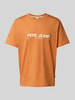 Pepe Jeans T-shirt met labelprint Oranje