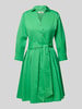 0039 Italy Knielanges Hemdblusenkleid mit Bindegürtel Modell 'JULE' Gruen