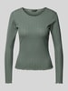 Only Longsleeve met ronde hals Rietgroen