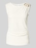 Jake*s Collection Tanktop van viscosemix met draperieën Ecru