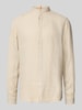 BOSS Orange Regular Fit Leinenhemd mit Stehkragen Modell 'Race' Sand