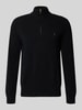 Polo Ralph Lauren Gebreide pullover van wol met opstaande kraag en ritssluiting Zwart