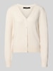 VERO MODA Regular Fit Strickjacke mit V-Ausschnitt Modell 'DOFFY' Ecru