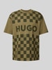 Hugo Blue T-shirt met labelprint, model 'Narliparo' Olijfgroen