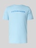 Lindbergh T-Shirt mit Label-Print Hellblau