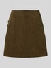 ICHI Regular fit minirok in ribcordlook, model 'Focaro' Olijfgroen