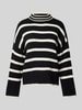 Only Comfort fit gebreide pullover met brede ribboordjes  Zwart