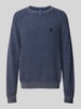 Hugo Blue Gebreide pullover met logostitching, model 'Sondye' Donkerblauw