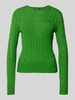 Polo Ralph Lauren Gebreide pullover met kabelpatroon, model 'JULIANNA' Smaragdgroen