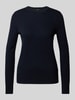 Lauren Ralph Lauren Gebreide pullover met geribde ronde hals, model 'SHAVONNE' Donkerblauw