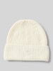 Knowledge Cotton Apparel Beanie mit Umschlag und Label-Patch Offwhite