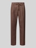 SELECTED HOMME Tapered broek van wol, model 'LEROY' Middenbruin gemêleerd