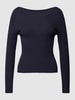 s.Oliver RED LABEL Shirt met lange mouwen in riblook, model 'Rippe' Marineblauw