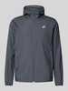 ASICS Windbreaker mit Logo-Print und Kapuze Mittelgrau