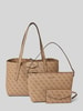 Guess Handtasche mit Label-Applikation Modell 'ECO BRENTON' Beige