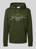 Jack & Jones Hoodie mit Label-Print Modell 'FERRIS' Dunkelgruen