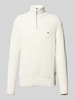 Tommy Hilfiger Troyer mit Logo-Stitching Offwhite