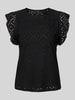 Vero Moda Regular Fit T-Shirt mit Lochstickmuster Muster 'TASSA' Black