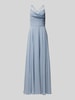 Luxuar Abendkleid mit Wasserfall-Ausschnitt Rauchblau