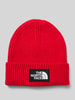 The North Face Czapka beanie z efektem prążkowania Czerwony