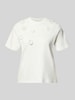 Christian Berg Woman t-shirt z kwiatowymi aplikacjami Złamany biały