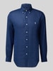 Polo Ralph Lauren Regular fit linnen overhemd met button-downkraag Donkerblauw gemêleerd