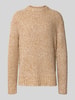 SELECTED HOMME Relaxed fit wollen pullover met extra brede schouders, model 'CHICAGO' Lichtbruin