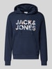 Jack & Jones Hoodie mit Label-Print Modell 'BRYAN' Marine