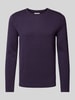 s.Oliver RED LABEL Regular Fit Strickpullover mit gerollten Bundabschlüssen Violett