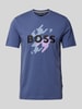 BOSS T-shirt met labelprint, model 'Thompson' Marineblauw