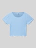 Only Regular Fit T-Shirt mit Rüschen Saum Modell 'NELLA' Hellblau