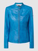 Cabrini Lederjacke mit Rundhalsausschnitt Blau