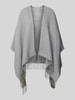 Fraas Poncho mit Ausfransungen Modell 'Cashmink' Mittelgrau