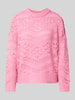 Pieces Figurumspielender Strickpullover mit Lochmuster 'PCNIANA' Pink