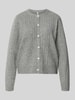 PIECES Regular Fit Strickjacke mit Woll-Anteil Modell 'SILLY' Mittelgrau Melange